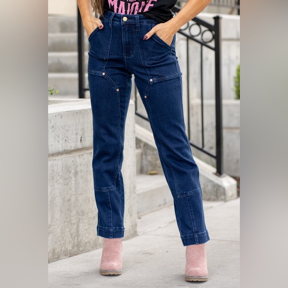 Judy Blue Vintage Horizon High Rise Work Wear Utility Straight Fit Jean NWT - Picture 3 of 17